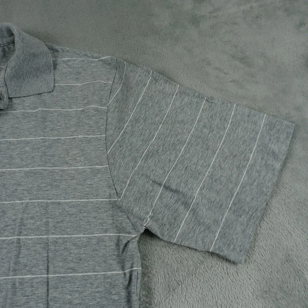 Polo‎ Ralph Lauren Shirt Men Medium Gray Striped Golf Pima Cotton Vintage